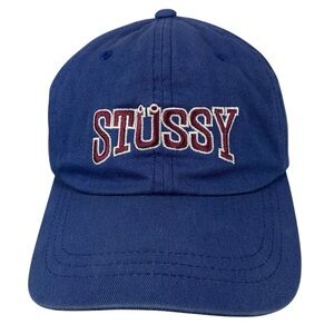 Stussy‎ Men’s Navy Adjustable Strapback Hat Burgundy White Logo